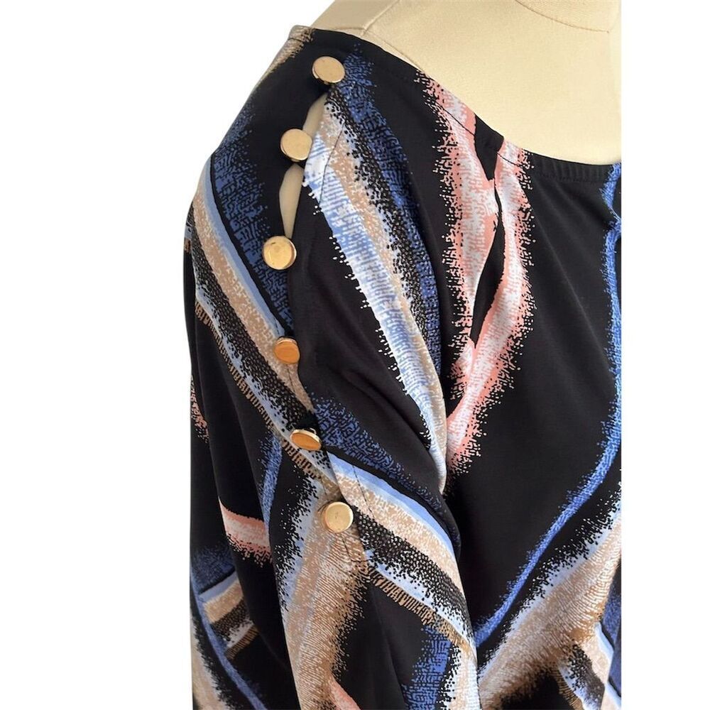 JM Collection Women's XL Geometric Print Tunic Top 3/4 Sleeve Multicolor - Picture 6 of 9